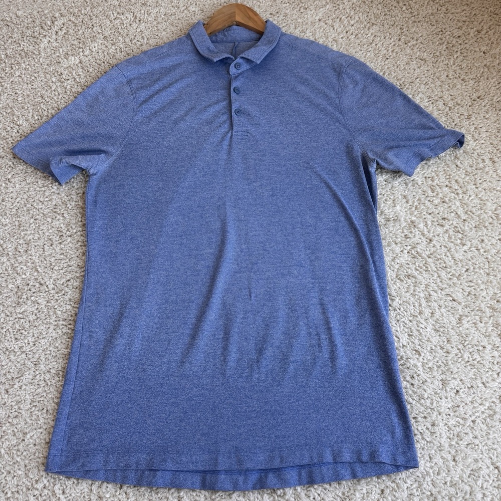 Lululemon Evolution Polo Shirt Mens XL Blue Excellent Short Sleeve Activewear